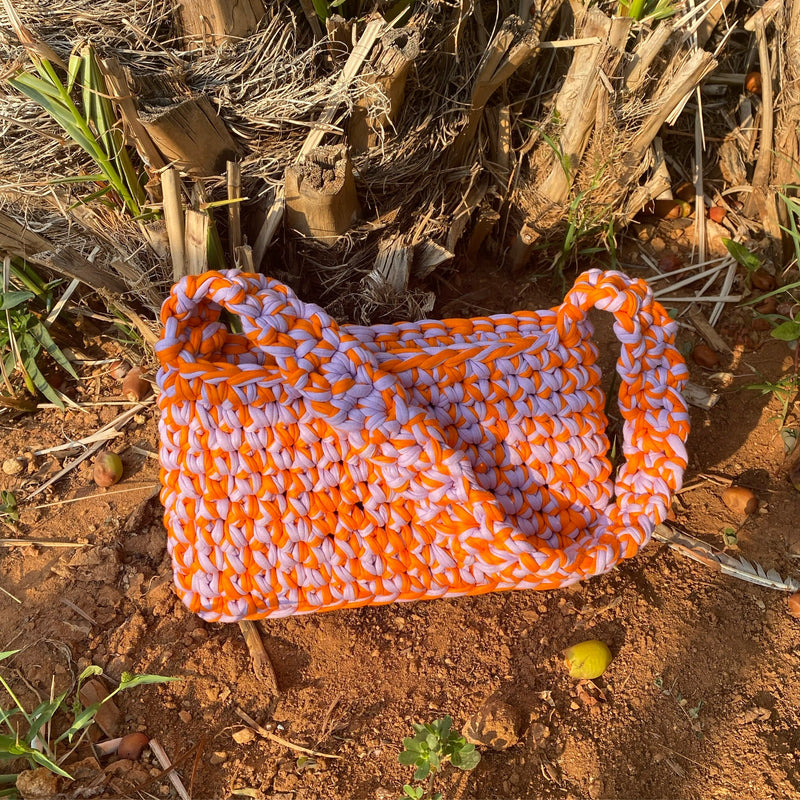 Knitted Bag Lilac - Orange