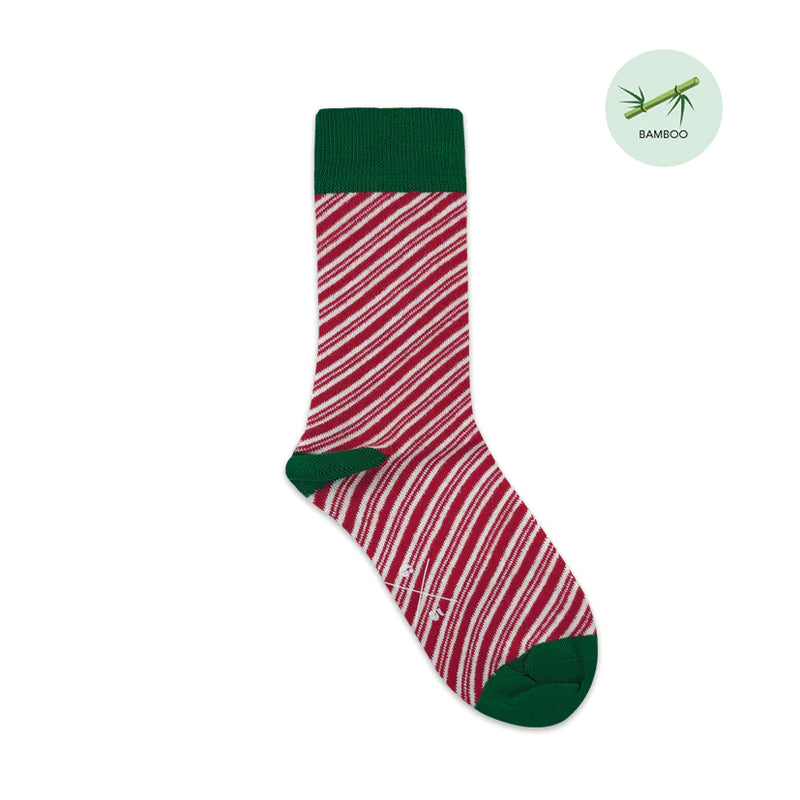 CANDY CANE BAMBOO Red Green Christmas Patterned Unisex Bamboo Socks