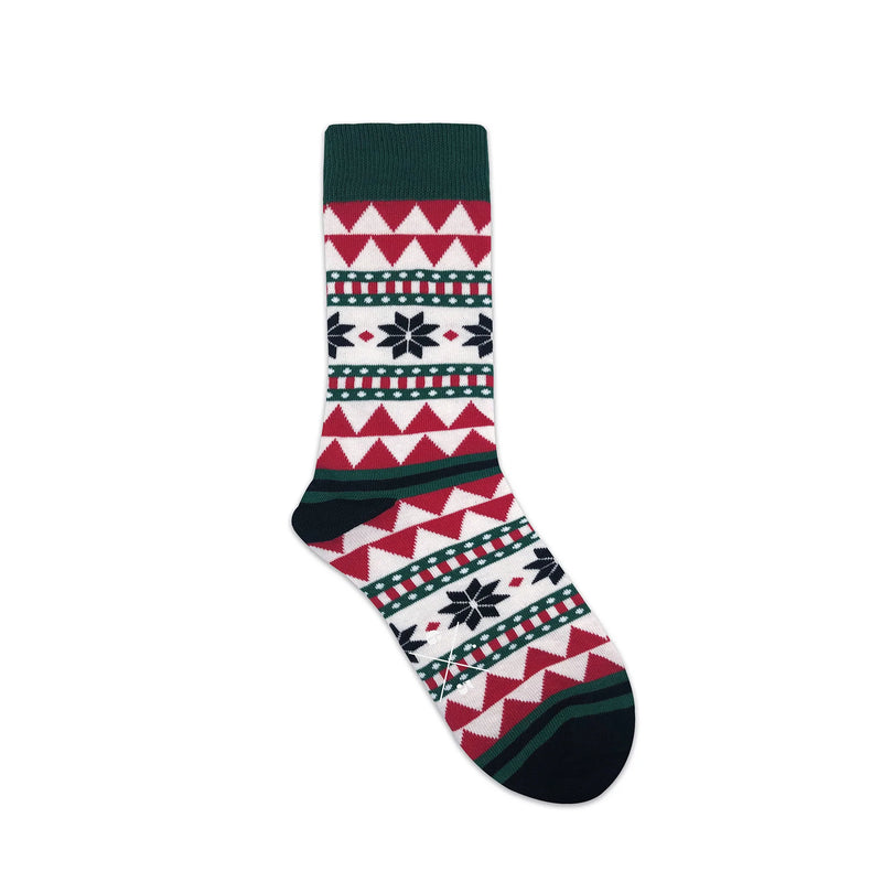 HOHOHO XMAS Yeşil Kırmızı Noel Desenli Unisex Çorap