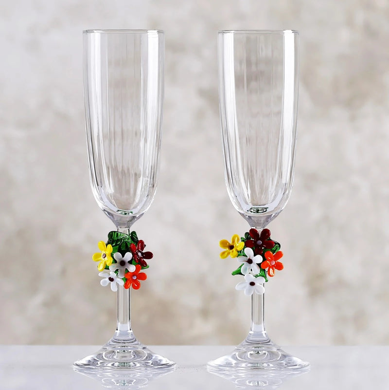 Floral Champagne Glass