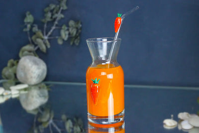 Carrot Figured Presentation Carafe and Glass Straw Set