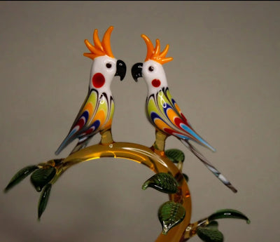 2' Parrot in the Tree Handmade Murano Glass Trinket