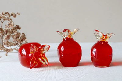 Miniature Pomegranate Decorative Glass Trinket Set