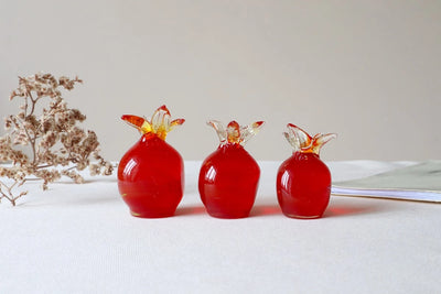 Miniature Pomegranate Decorative Glass Trinket Set