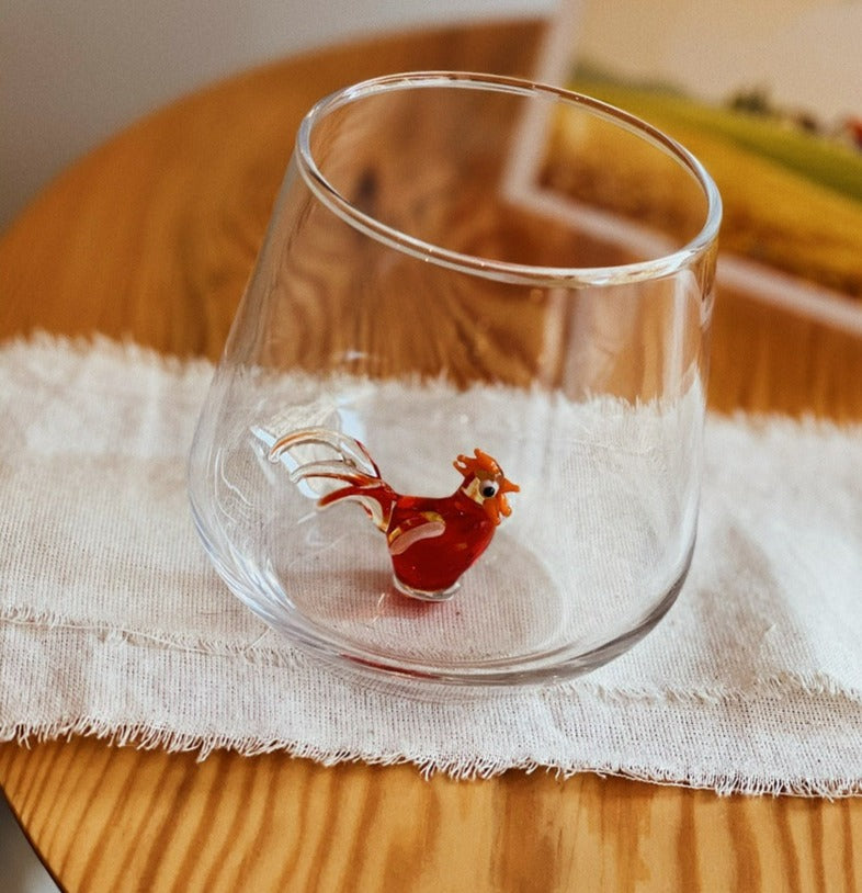 Rooster Glass Water Cup