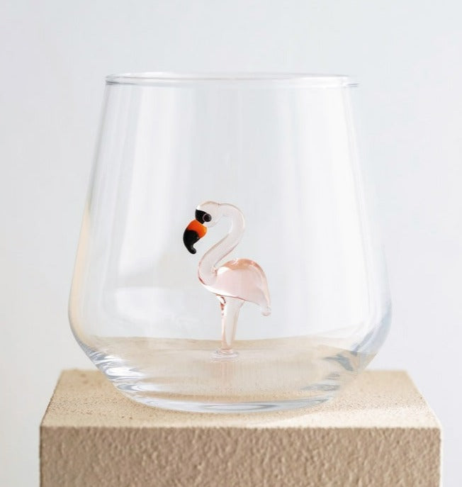 Flamingo Glass Water Cup