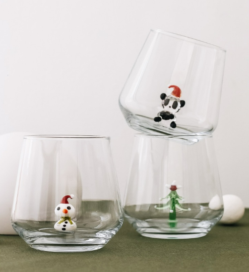 Noel Panda Cam Su Bardağı