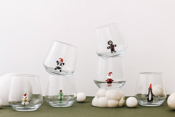 Noel Panda Cam Su Bardağı